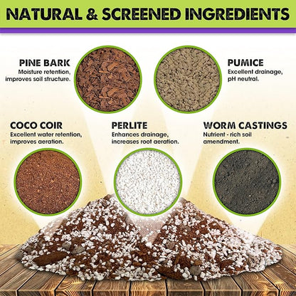 DUSPRO Recycle Tropical Potting Mix Pre-Mixed 5in1 with Pine Bark, Coco Coir, Perlite, Worm Casting & Pumice Ideal Aroid Mix Soil for Monstera, Pothos, Philodendron, Other Indoor HousePlants 8QRT