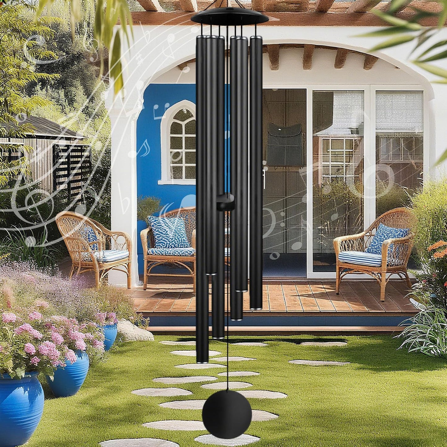 Large Memorial Wind Chimes, 67'' Deep Tone 6 Heavy Tubes Soothing Tones Windchimes for Outside Garden Patio Hanging Decor, Sympathy Gifts, Memorial Wind Chime Best Gift for Mom Women Grandma Neighbors
