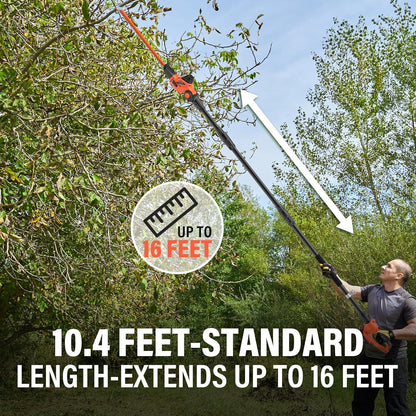 MAXLANDER Hedge Trimmer 18-Inch Cordless Pole Hedge Trimmer, 16-Feet Max Reach Hedge Trimmer with Extension Pole, Multi-Angle Adjustable, 2 x 2.0Ah Battery and Charger Included