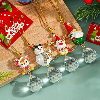 H&D HYALINE & DORA Christmas Suncatchers Set Christmas Elk Gnome Snowman Hanging Crystals Pendant for Xmas Tree Home Decor(4 Pack)