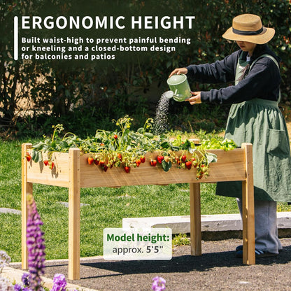 Premium Fir Wooden Raised Garden Bed with Four Legs for Backyard and Balcony Gardening,Suitable for Indoor and Outdoor use,49.5''×23.5''×30''