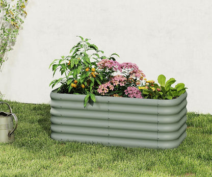 DDK Galvanized Raised Garden Bed, Outdoor Planter Bed, 4x2x1.5ft Metal Planter Box for Gardening and Planting,LG