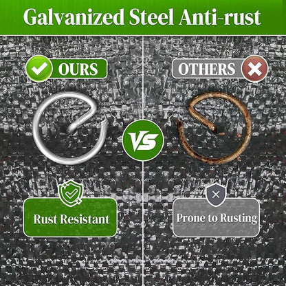 50 Pcs Landscape Fabric Pins,11 Gauge Circle Top Garden Staples, 6 inch Galvanized Landscape Fabric Stakes, Heavy Duty Yard Ground Pins for Outdoor Gardening Weed Barrier Sod