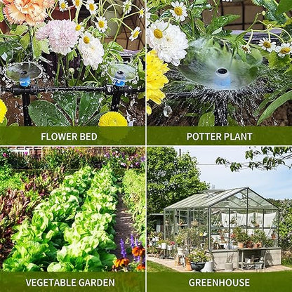 1/4 Inch Quick Connect Drip Emitters 15 Pcs Fan Shape Drip Irrigation Emitters for 1/4" Irrigation Tubing 360 Degree Adjustable Water Flow Irrigation Drip Heads for Potted Plants Flower Raised Bed