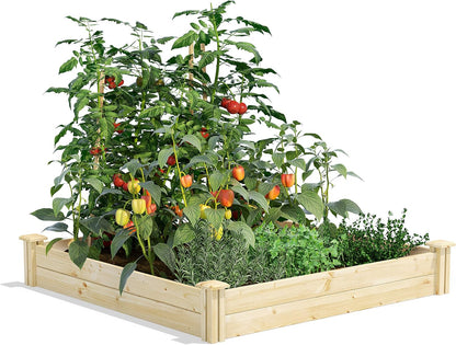 Greenes Fence Original Pine Raised Garden Bed, 4' x 4' x 7" - Made in USA with American Pine