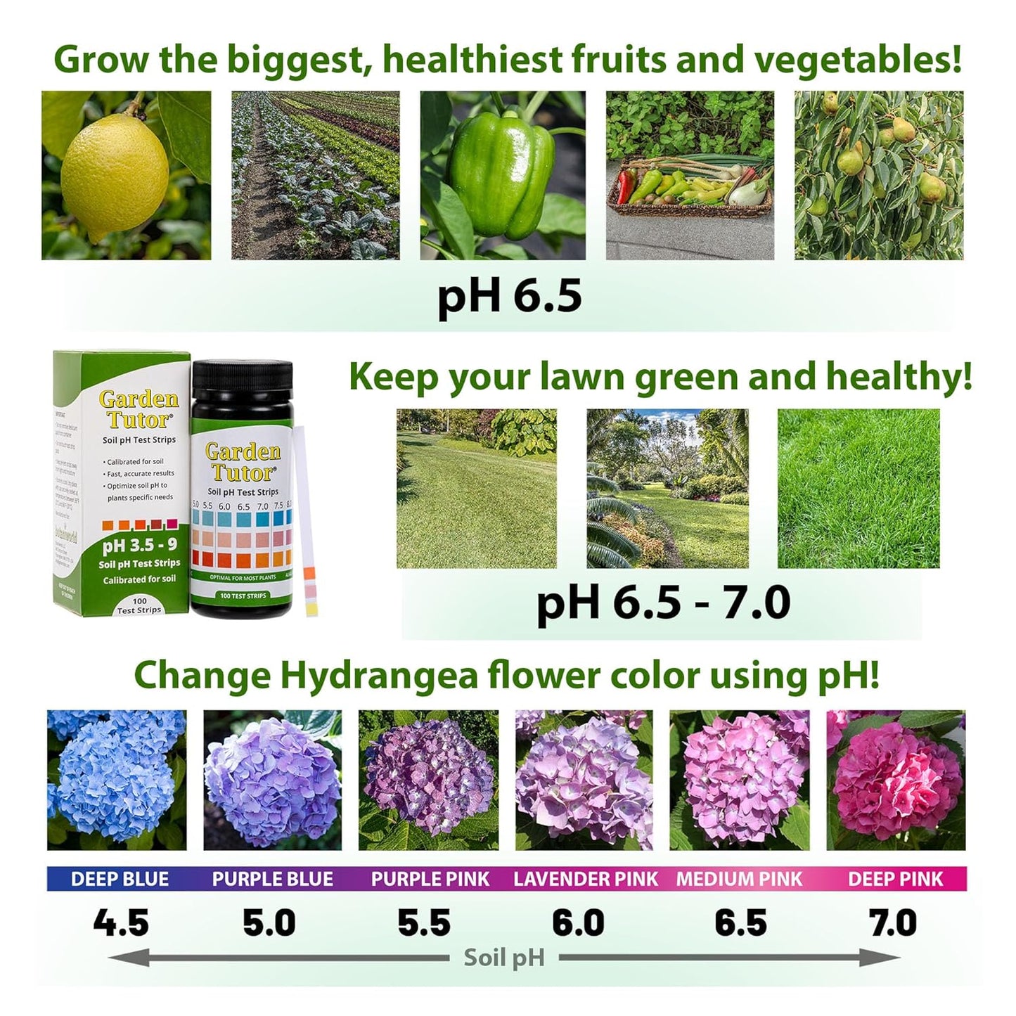 Garden Tutor Soil pH Test Kit – 100 Strips with AI-Powered Web Reader – Accurate Testing for Lawn, Garden & Compost – pH 3.5–9