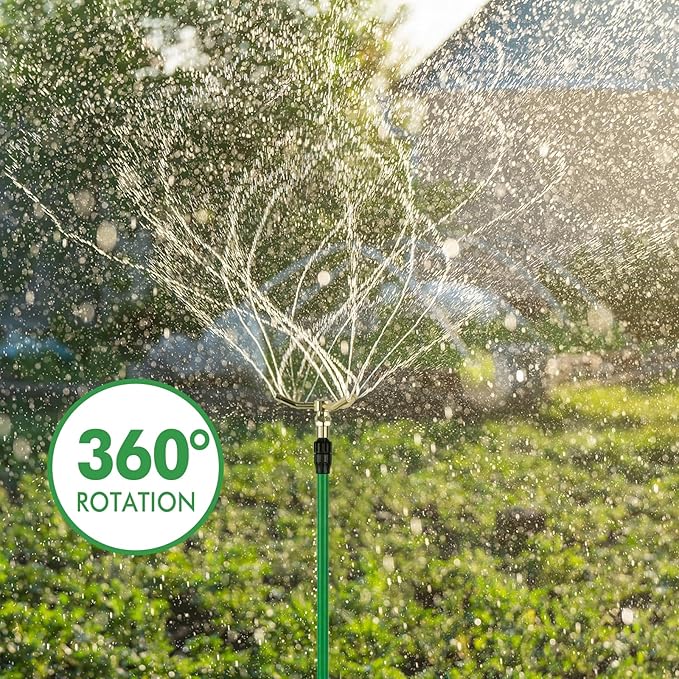 [2 Pack] RESTMO 3-Arm Sprinkler with Adjustable Telescoping Base, 360 Degree Rotation High-Rise Lawn Sprinkler for Large Area Coverage, Gardening Watering System Sprinklers, Lawn Irrigation System