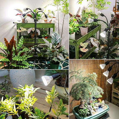 SANSI Grow Lights for Indoor Plants, 40W Full Spectrum LED Plant Lights, 4 Head 35"-64" Adjustable Tripod Standing Plant Lights for Indoor Growing, 4 Pack of Par20 10W Bulb Non-Dimmable Grow Light