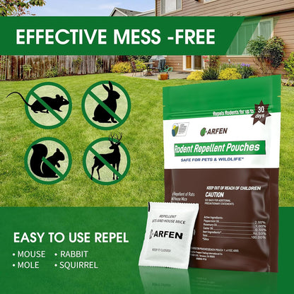 Rodent Repellent Pouches, Peppermint Oil, All Natural, Plant Powered, Repel Mice and Rat, Squirrels, Mouse Repellent, Keep Mice Out from Indoor/Car/RV/Boat/Garage/Cabin,10 Pouches