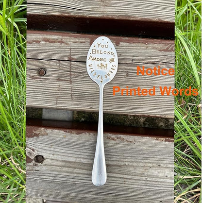 Garden Plant Marker Friendship Gift for Women Gardeners, Plant Stake Label Sign Tag Gardening Gifts for Woman Plant Lovers, Metal Garden Decoration (Among Flowers)