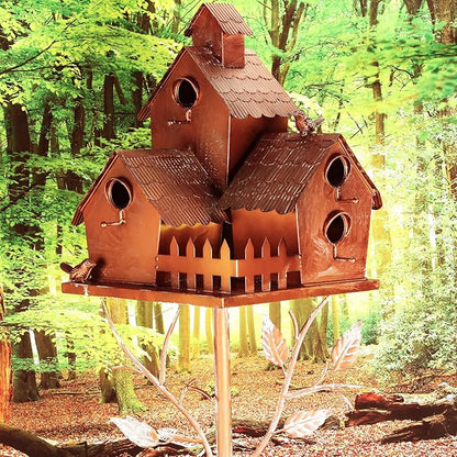 75" Bird Houses Stake for Outside - Metal Copper Colored Multi Bird Houses with Pole for Outdoor Patio Yard Garden Decoration