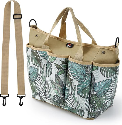 Garden Tool Bag with Shoulder Strap, Storage Tote Bag for Gardening, Spacious Space and Large Pockets Hold Tools and Harvest