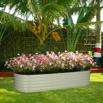 BPS 6-in-1 Metal Raised Garden Bed, 5.5x4 FT Galvanized Planter Raised Beds for Vegetables, Flowers 17'' Extra Tall