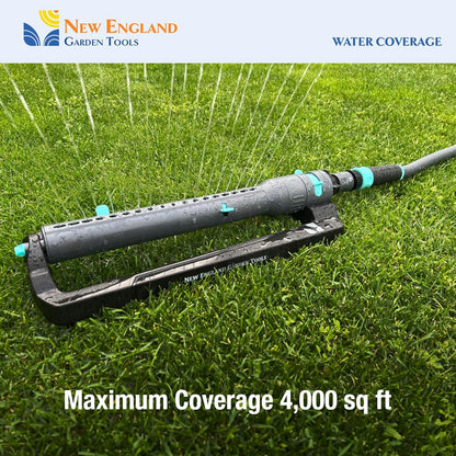 Lawn Turbo Oscillating Water Sprinkler 100003 Adjustable Pattern to Cover 4,000 sq.ft. by New England Garden Tools