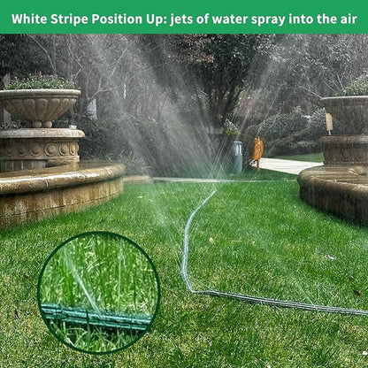 75 FT Flat Sprinkler Hose for Lawn Watering Garden Soaker Hose with Holes, Heavy Duty Lightweight No-Kink Water Hose with Stakes, Irrigation Hose, Great Fun for Kids and Dog