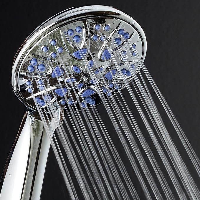Antimicrobial/Anti-Clog High-Pressure 6-setting Hand Shower by AquaDance with Nozzle Protection from Growth of Mold, Mildew & Bacteria for Stronger Shower!