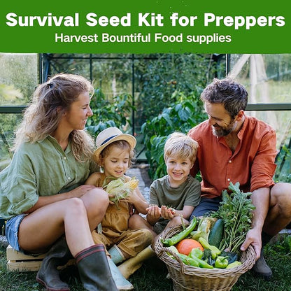 Lush&Dew Raised Garden Bed Heirloom Seed Bank, 32 Varieties 30,000+ Non-GMO Fall Winter Garden Seeds of Vegetables Herbs Fruits, Gardening Gifts for Women Men, Survival Seed Kit Emergency Supplies