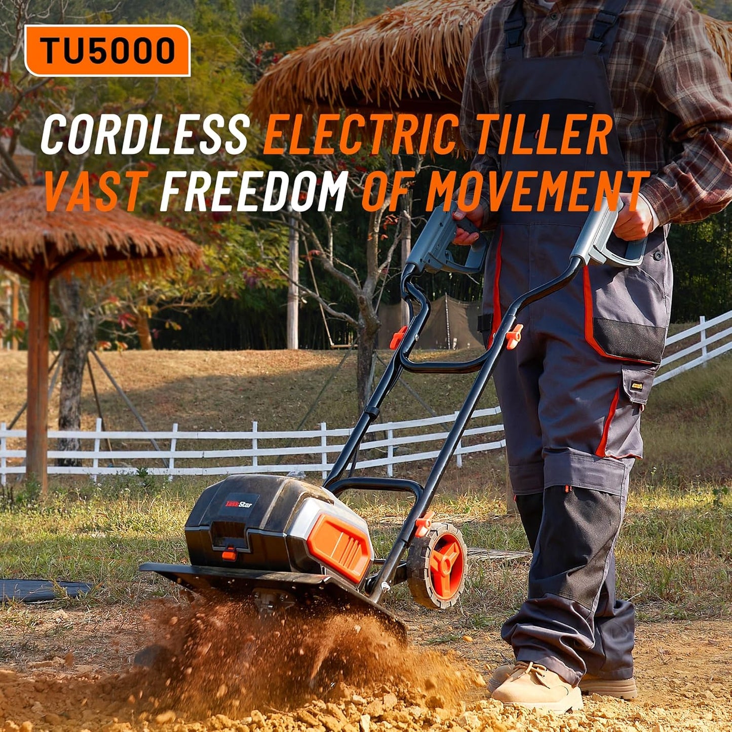 Cordless Electric Tiller Garden Cultivator TaskStar 40V Power Tiller Total 5000mAhx2 Battery Powered Rototiller 14" Width 9"Depth Tiller for Gardening,Dynamical Brushless Motor Enable Smooth Workflow