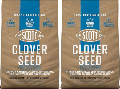 O.M. Scott and Sons Clover Seed, Lawn Seed Grows a Naturally Low Maintenance, Drought-Tolerant Lawn, 1,000 sq. ft., 2 lb., 2-Pack