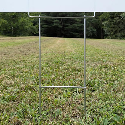 Heavy Duty Yard Sign Stakes, 30 inch Goalpost H Stakes, American Made, Overlap Weld for Maximum Strength, Galvanized Steel (50 Pack)