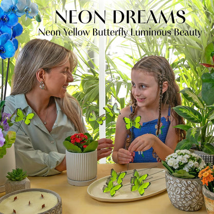 Handmade Butterfly Garden Stakes – Set of 7 Yellow Decorative Butterflies Idea for Garden & Nature Lovers – Outdoor & Indoor Garden Decor – Air Aquarium Handmade by Kushner