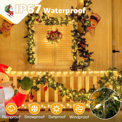 Ollny Outdoor Christmas Lights 1000LED 328FT, Warm White Fairy Lights IP67 Waterproof, Plug in String Light with Remote 8 Modes Timer, Xmas Light for Outside Indoor House Tree Decorations