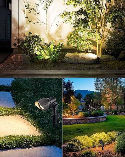 DEWENWILS 12V Landscape Lighting kit, 1x60W Transformer with Timer+8x3.2W Aluminum LED Low Voltage Landscape Spotlight Lights, 100FT Wire+8 Pack Connector for Patio Yard Garden