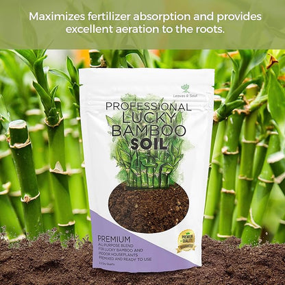 Professional Lucky Bamboo Soil | Large 2.2 Quarts Ready to Use for Lucky Bamboo Plants | Peat Moss, Coco Coir, Perlite, Dolomite | Made in USA