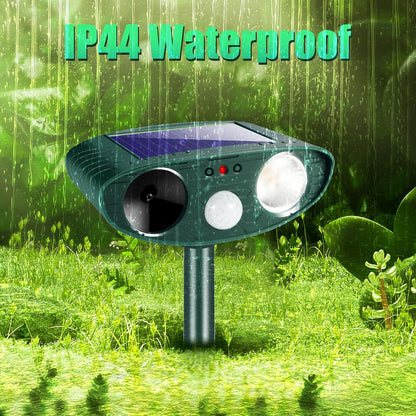 Solar Ultrasonic Animal Repeller Outdoor Cat Repellent Deer Repeller with Strobe Light,Waterproof Animal Deterrent Devices for Rabbit Raccoon Squirrel Dog Coyote Rodent Skunk Repellent for Yard Garden