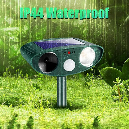4 Pcs Solar Ultrasonic Animal Repeller Outdoor Cat Repellent Deer Repeller with Strobe Light,Waterproof Animal Deterrent Devices for Rabbit Raccoon Squirrel Dog Coyote Skunk Repellent for Yard Garden