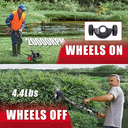3 in 1 iToolMax Cordless Grass Trimmer, Electric Weed Wacker Cordless, Weed Eater Battery Powered with Two 21V/1500mAh Batteries, Brush Cutter & Grass Trimmer & Lawn Edger with 3 Types of Blades