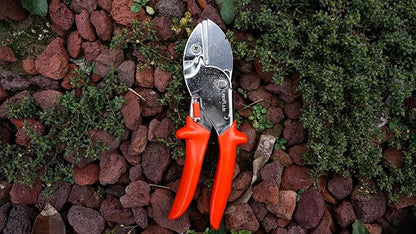 8" Professional Heavy Duty Anvil Pruning Shears with SK-5 Blades, Garden Shears for Dry Stems and Small Branches, Gardening Scissors, Clippers for Wood, Plastic, Rubber, Leather | LFXP1108