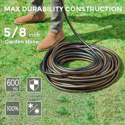 Giraffe Tools Hybrid Garden Hose 5/8 in. x 50 ft. Heavy Duty, Lightweight, Flexible, Durable Water Hose with Sleeves, No-kink, Leak-proof Gardening Hose with Male to Female Fittings