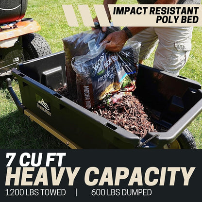 Heavy-Duty Garden Cart on Wheels – 7 Cu. Ft. 2-in-1 Utility Wagon & Wheelbarrow, Push or Tow Design, 1200 lb. Capacity, All-Terrain Utility Cart with 13" No-Flat Wheels