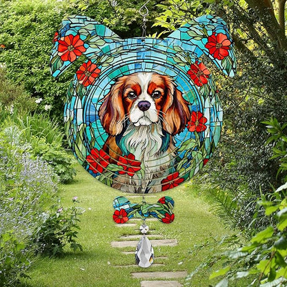 Cavalier King Dog Ears Wind Spinner, Cavalier King Wind Spinner Hanging for Yard and Garden