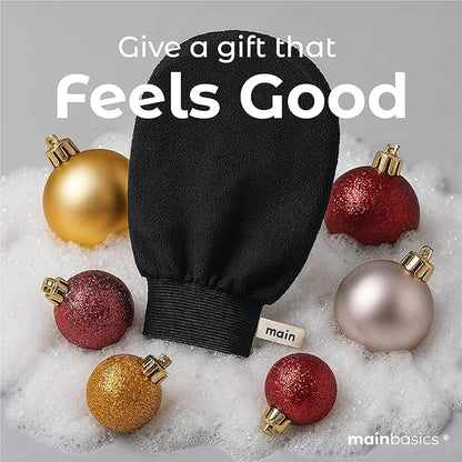 MainBasics Exfoliating Gloves for Shower – Korean Body Scrub Mitts for Dead Skin, Deep Cleansing, Spray Tan Prep & KP Treatment (2 Pack)