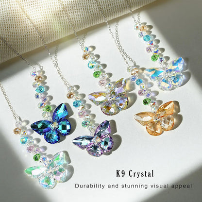 HDCRYSTALGIFTS 6PCS Crystal Butterfly Suncatchers for Window Hanging Ornaments, Rainbow Maker Sun Catchers Indoor Window Wedding Garden Home Decor Gifts