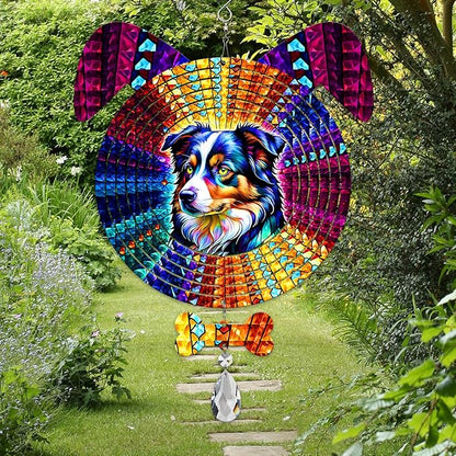 Australian Shepherd Dog Ears Wind Spinner, Australian Shepherd Wind Spinner Hanging for Yard and Garden