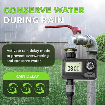 BN LINK Programmable Sprinkler Timer with Rain Delay – Waterproof Digital Water Timer for Garden Hoses, Manual & Automatic Irrigation System, 1 Outlet