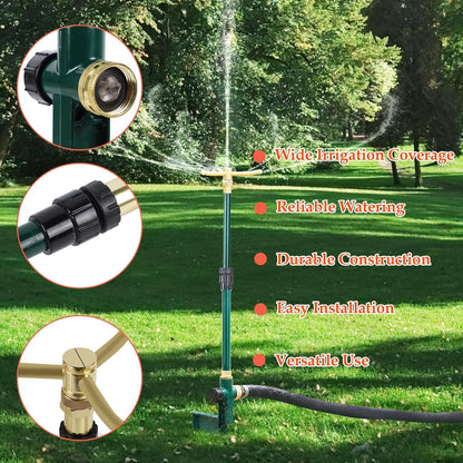 ATDAWN 3-Arm Garden Sprinkler, High-Rise Lawn Sprinkler, 360 Degree Rotation Garden Water Sprinklers, Lawn Irrigation System, Gardening Watering System, Large Area Coverage