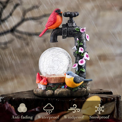 TERESA'S COLLECTIONS Garden Decor for Outside Red Cardinal Bird Statues with Outdoor Solar Lights, Resin Garden Sculptures & Statues for Lawn Porch Yard Decor, Valentines Gifts for Women Mom,8.3"