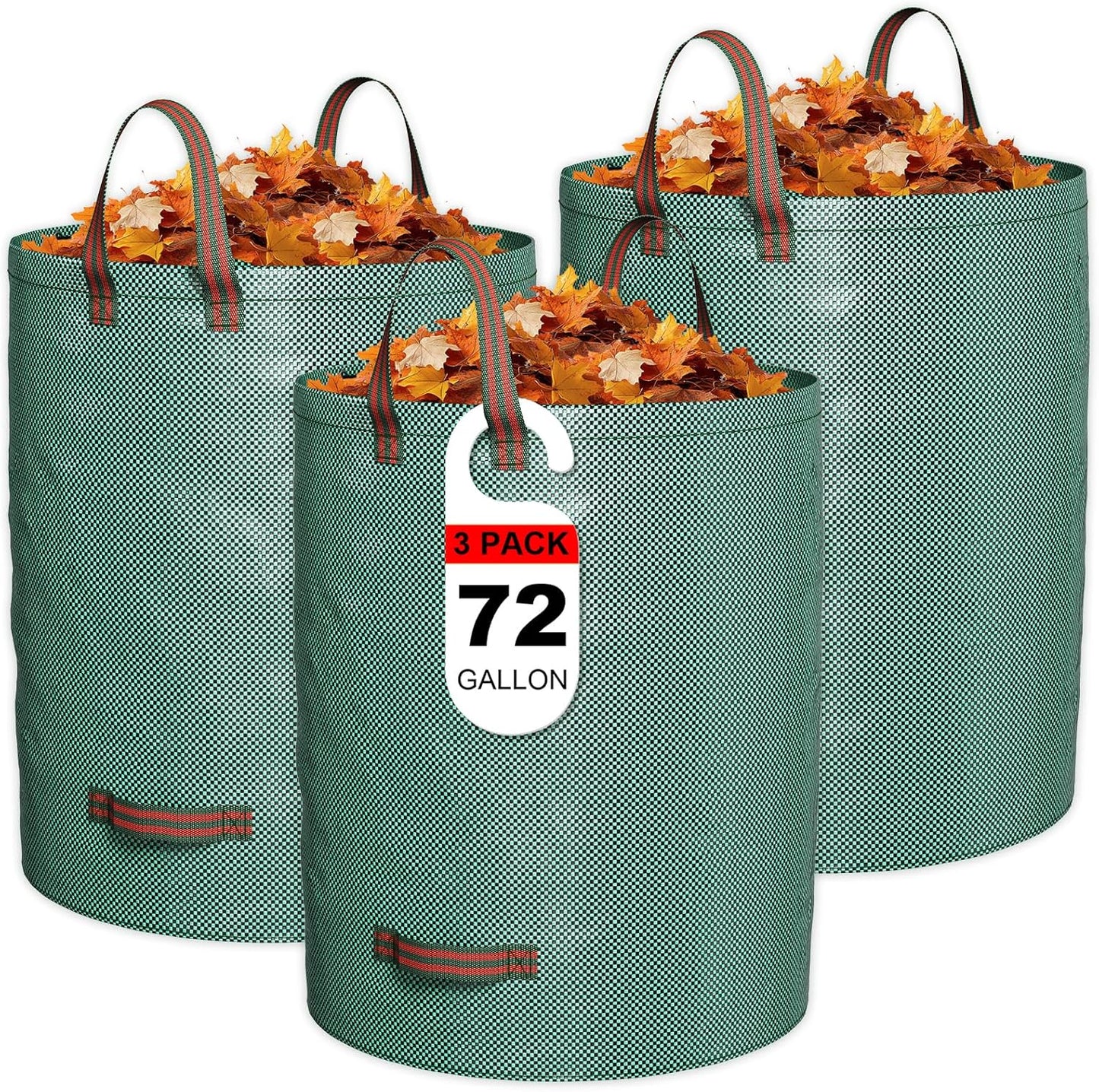 GreatBuddy 72 Gallon Reusable Yard Waste Bag,Heavy Duty,3 Pack Upright Lawn Bags with 4 Reinforced Handles for Garden Leaves and Waste Collection,Lightweight and Portable