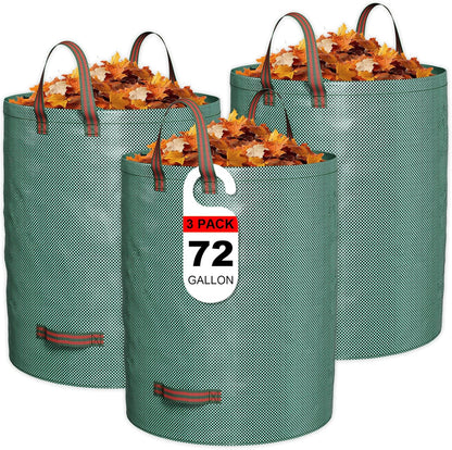 GreatBuddy 72 Gallon Reusable Yard Waste Bag,Heavy Duty,3 Pack Upright Lawn Bags with 4 Reinforced Handles for Garden Leaves and Waste Collection,Lightweight and Portable