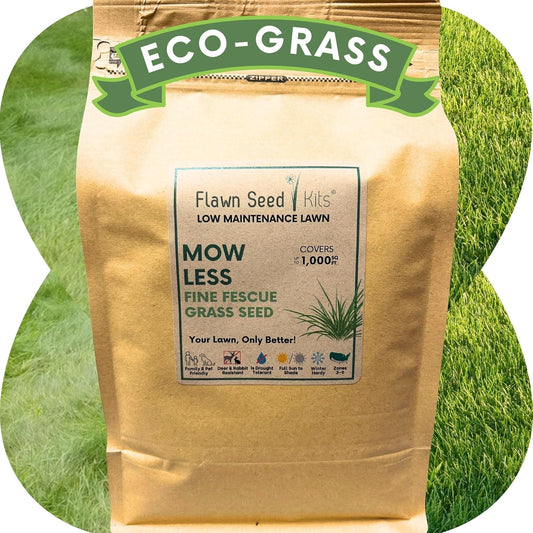 Flawn Seed Kits Mow Less Fine Fescue Grass Seed, Low Maintenance Lawn, Refill Pouch, 2 Lbs Covers up to 1000 Sqft