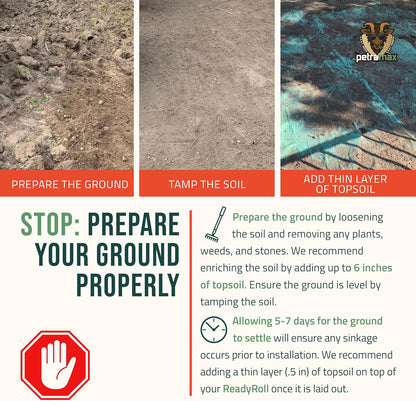 PetraMax ReadyRoll Biodegradable Grass Seed Mats for Lawns - Roll Out Mat with Tall Fescue & Kentucky Blue Grass Seeds for Lawn - Great Patch Repair, New Lawn or Erosion Control (Kentucky, 216 Sq Ft)