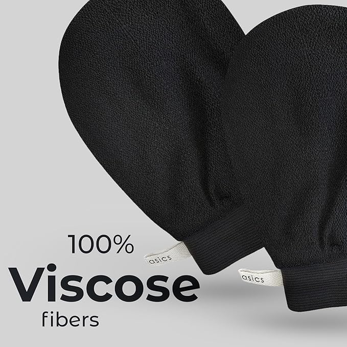 MainBasics Exfoliating Gloves for Shower – Korean Body Scrub Mitts for Dead Skin, Deep Cleansing, Spray Tan Prep & KP Treatment (2 Pack)