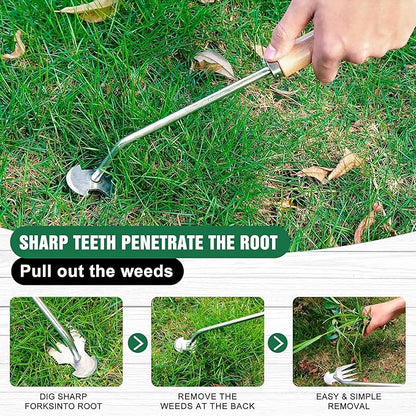 Hand Weeder Tool, Stainless Steel 2 Pcs Weeder Tool for Garden and Farm,Weeding Tool for Gardening,Garden Weeder, Weed Pulling Tool, Weed Puller Tool