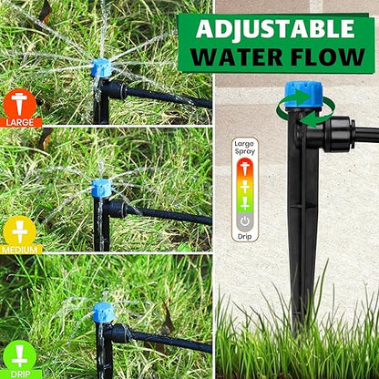 Bonviee 40-Pack Drip Irrigation Emitters- 1/4" Push-to-Connect Precision Irrigation Stakes - Low Flow Garden Watering System for Vegetables, Shrubs & Flower Beds