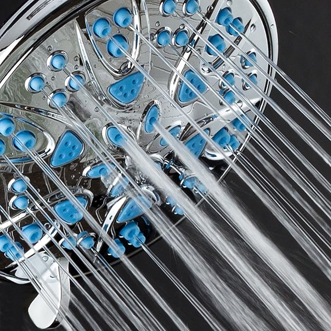 AquaDance 5514 Antimicrobial/Anti-Clog High-Pressure 6-Setting Hand with Microban Nozzle Protection from Growth of Mold, Mildew & Bacteria for Stronger Shower! 4" Wave Blue – 1.8 GPM