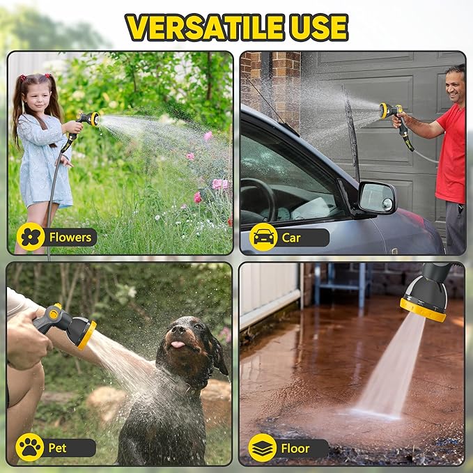 SILVEL 1/2 in x 110 FT Retractable Garden Hose Reel, UV Resistant Heavy Duty Automatic Hose Reel Wall Mount with 10 Pattern Nozzle, Any Length Lock & Slow Return System, 180°Swivel Bracket, Yellow